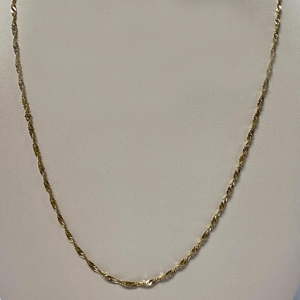 Yellow Gold 10kt. Kids Medium Singapore Chain 14"
