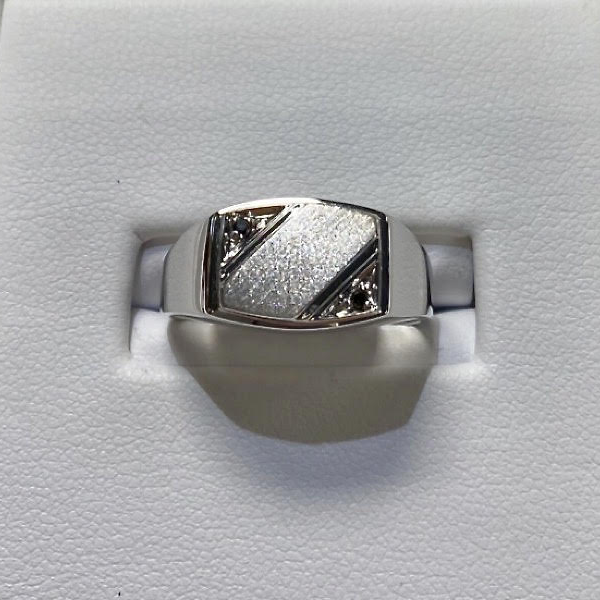 White Gold 10kt. Black Diamond Signet Ring