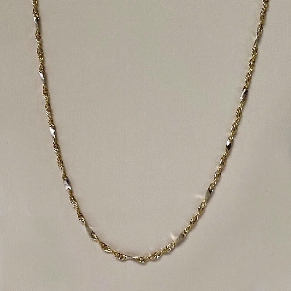 Yellow & White Gold 10kt. Medium Singapore Mirror 18"