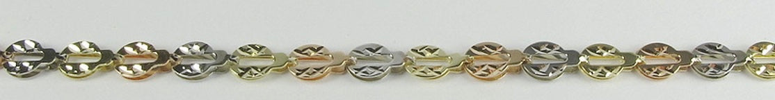 10kt tri-colour diamond cut bracelet