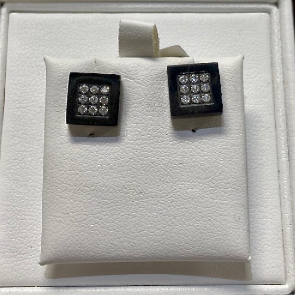 Black Stainless Cubic Men's Stud Earrings
