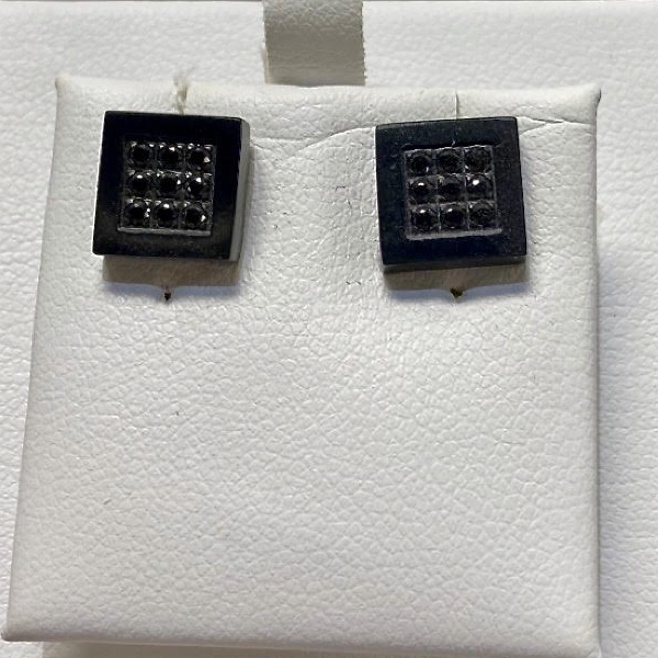 Black Stainless Cubic Men's Stud Earrings