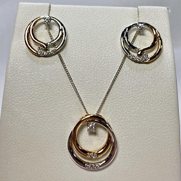 White & Yellow Gold 10kt. Canadian Diamond Pendant & Earrings