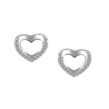 Sterling Silver & Cubic Heart Studs