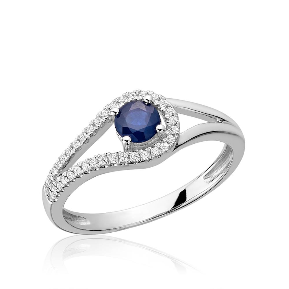 10kt White Gold Diamond & Sapphire Ring