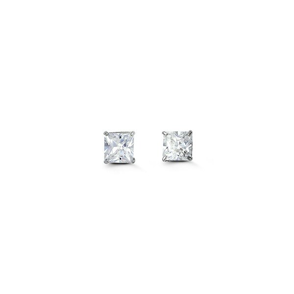 14kt White Gold 4mm Square Cubic Studs