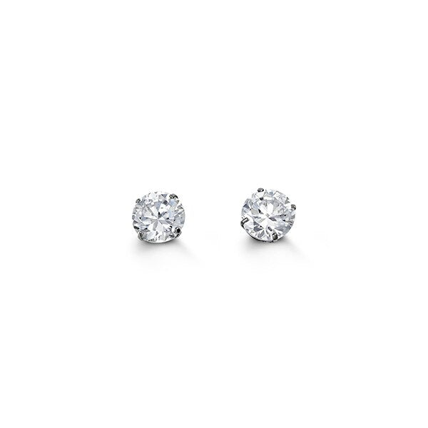 14kt White Gold 5mm Cubic Stud Earrings