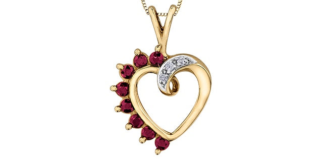 10kt Yellow Gold Ruby & Diamond Pendant