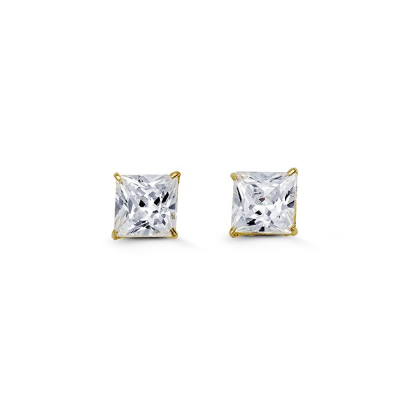 14kt Yellow Gold Square Cubic Studs 6mm