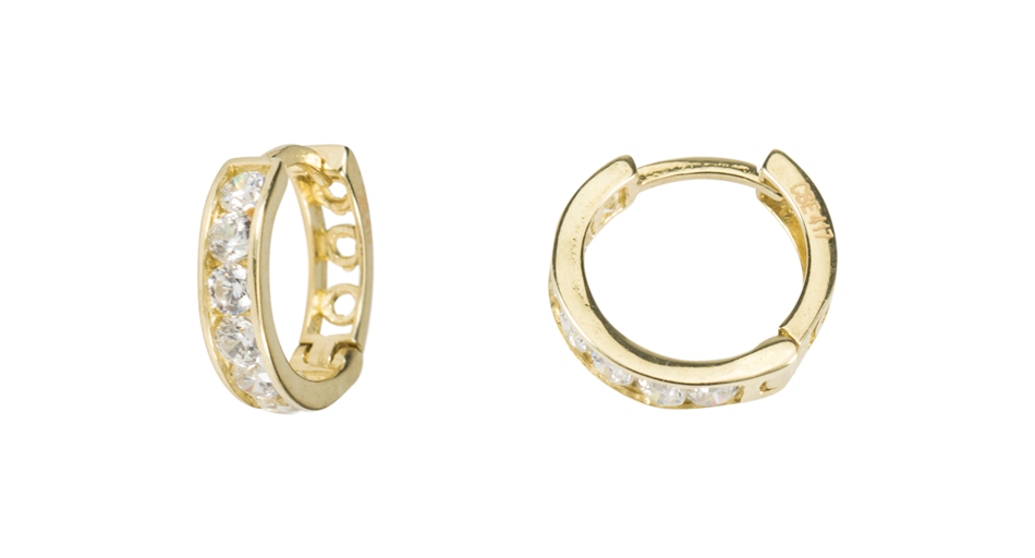 10kt Yellow gold 10mm Cubic Huggies