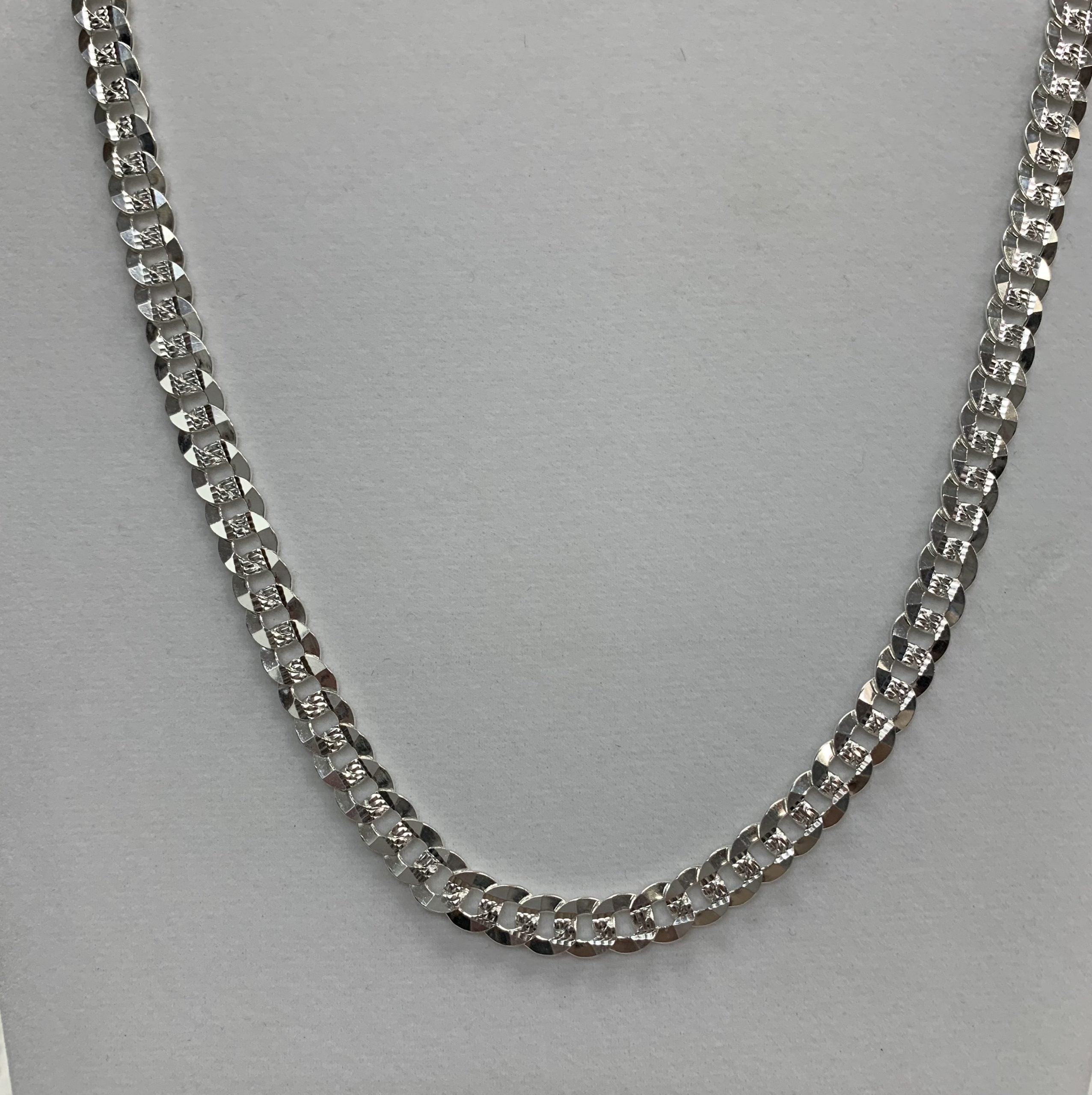 Sterling Silver Diamond Cut Round Curb Chain 20"