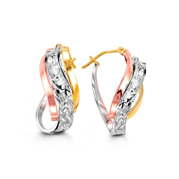 10kt Tri-colour hoop earrings