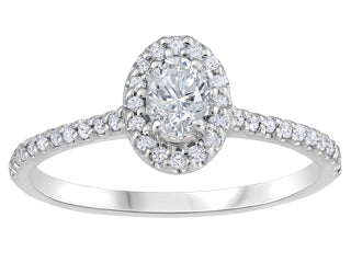 14kt White Gold .25ct Oval Canadian Diamond Ring .45cttw