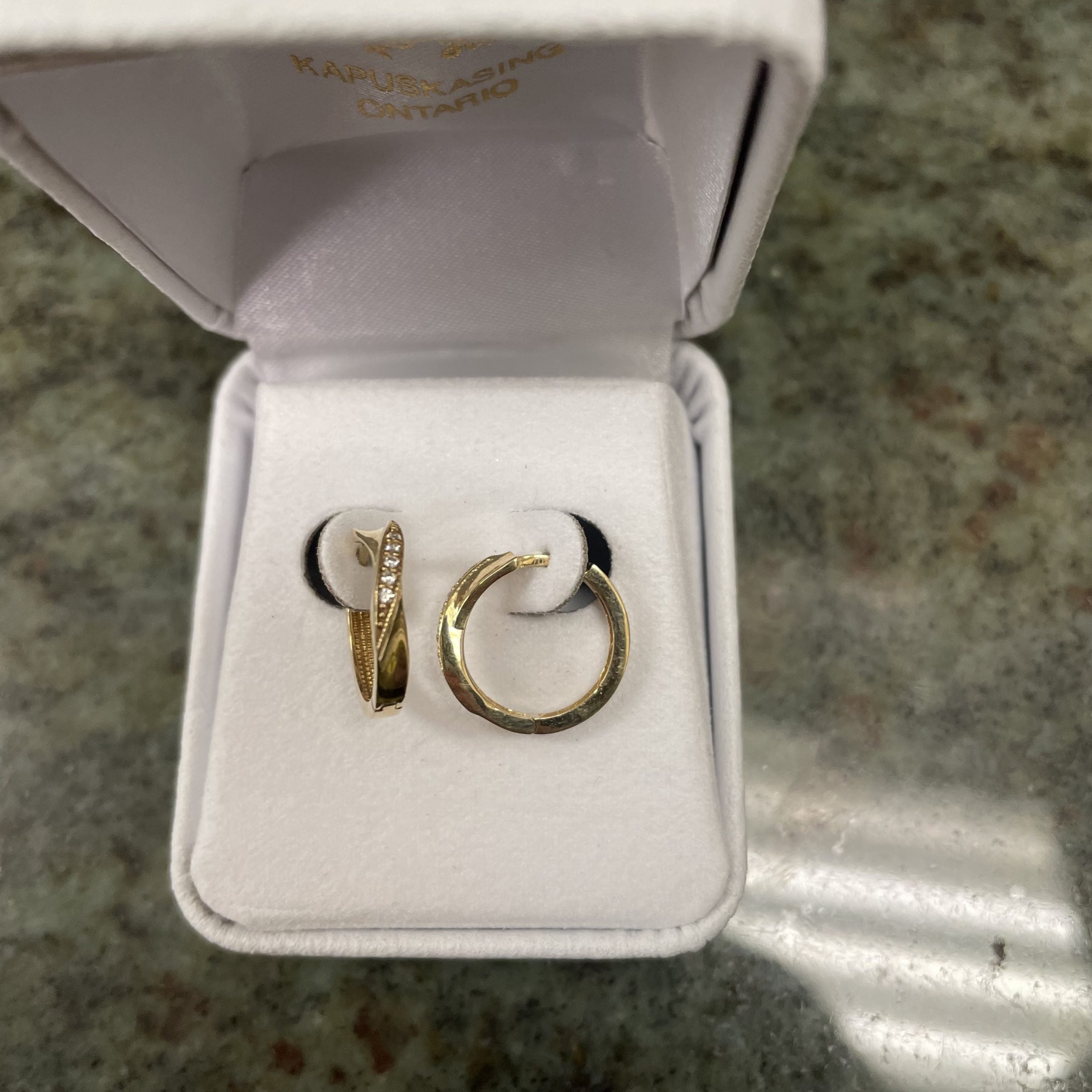 10kt yellow gold & cubic huggies