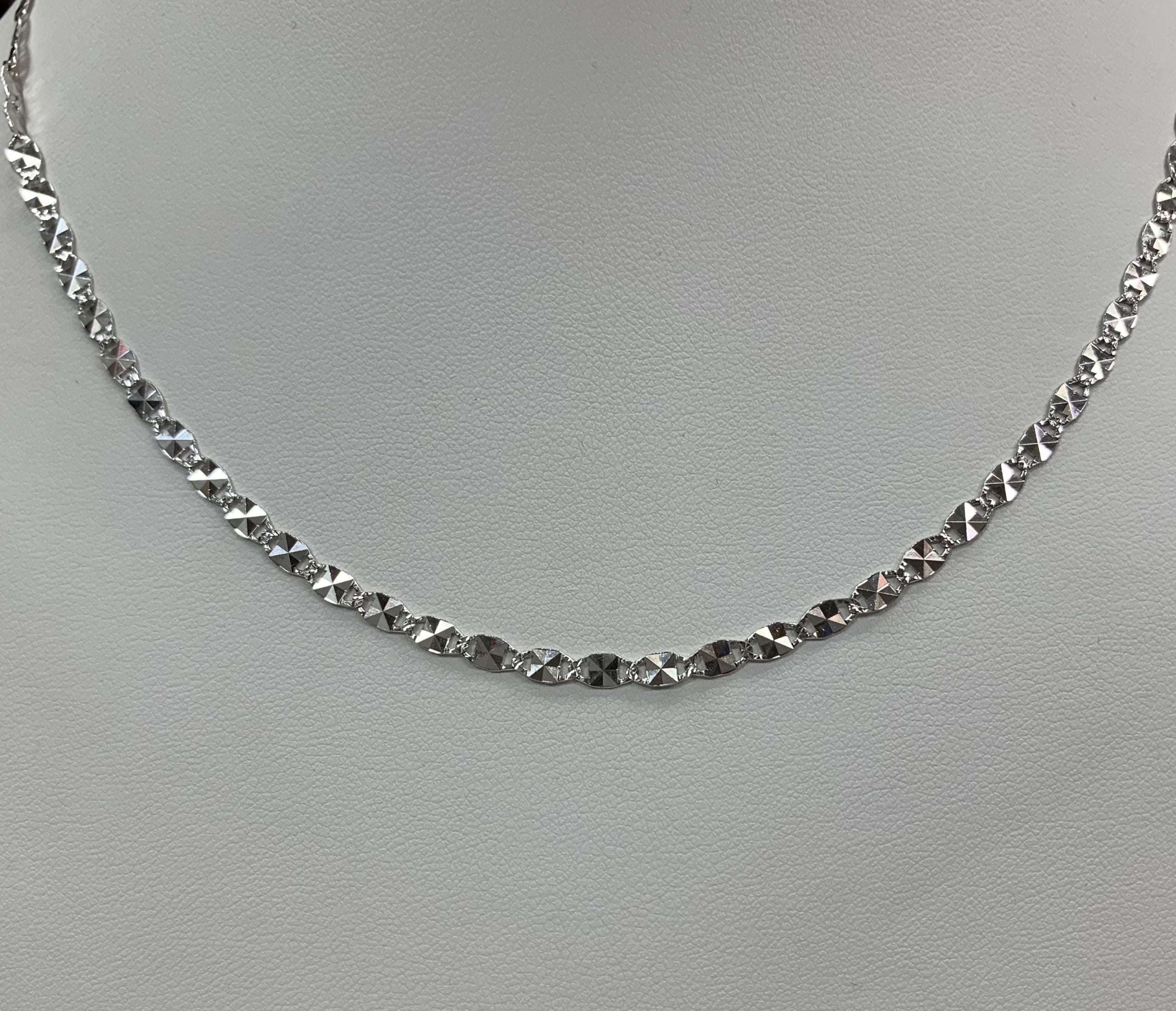 10kt White Gold 18" Diamond Cut Chain
