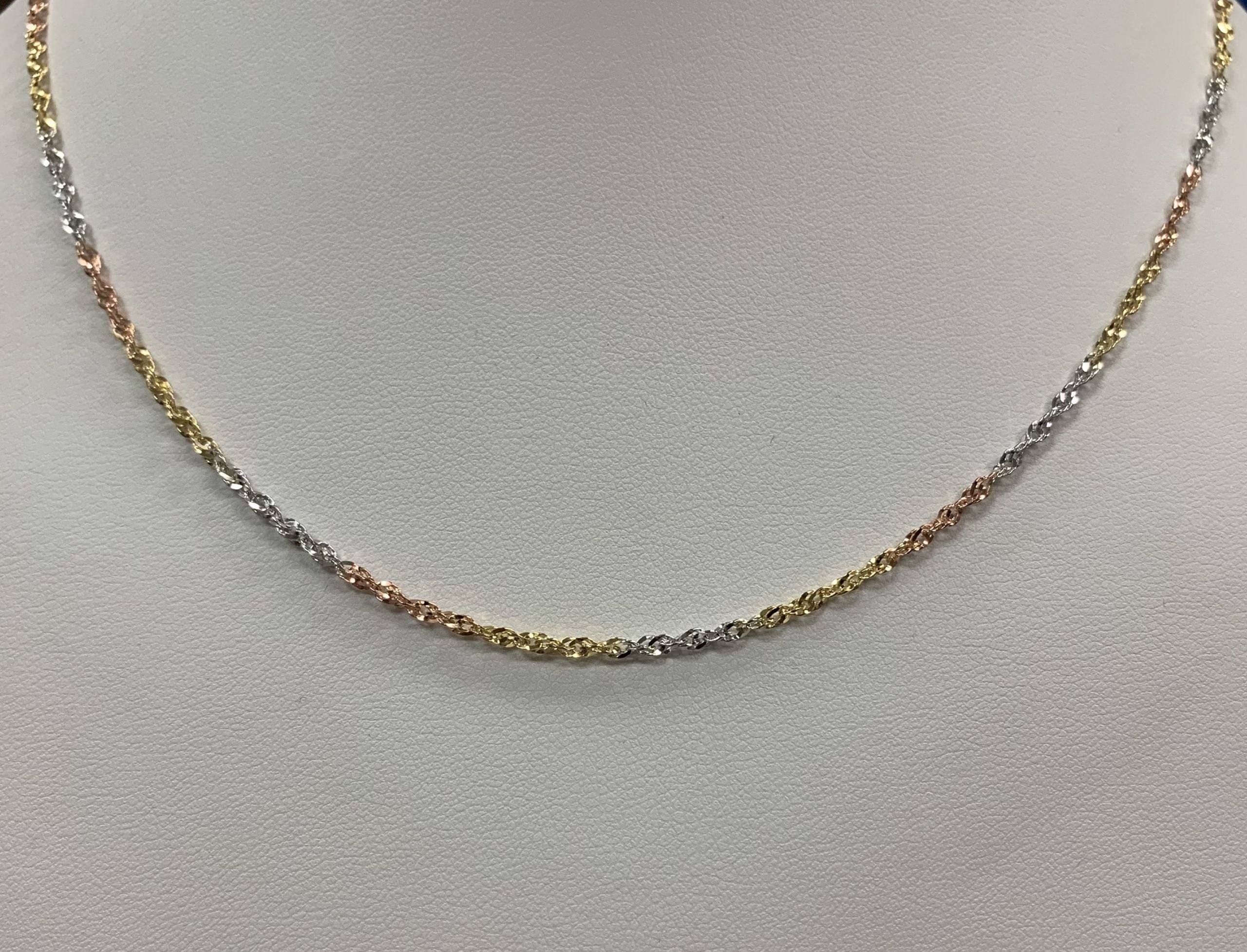 10kt Tri-Colour 18" Singapore Chain