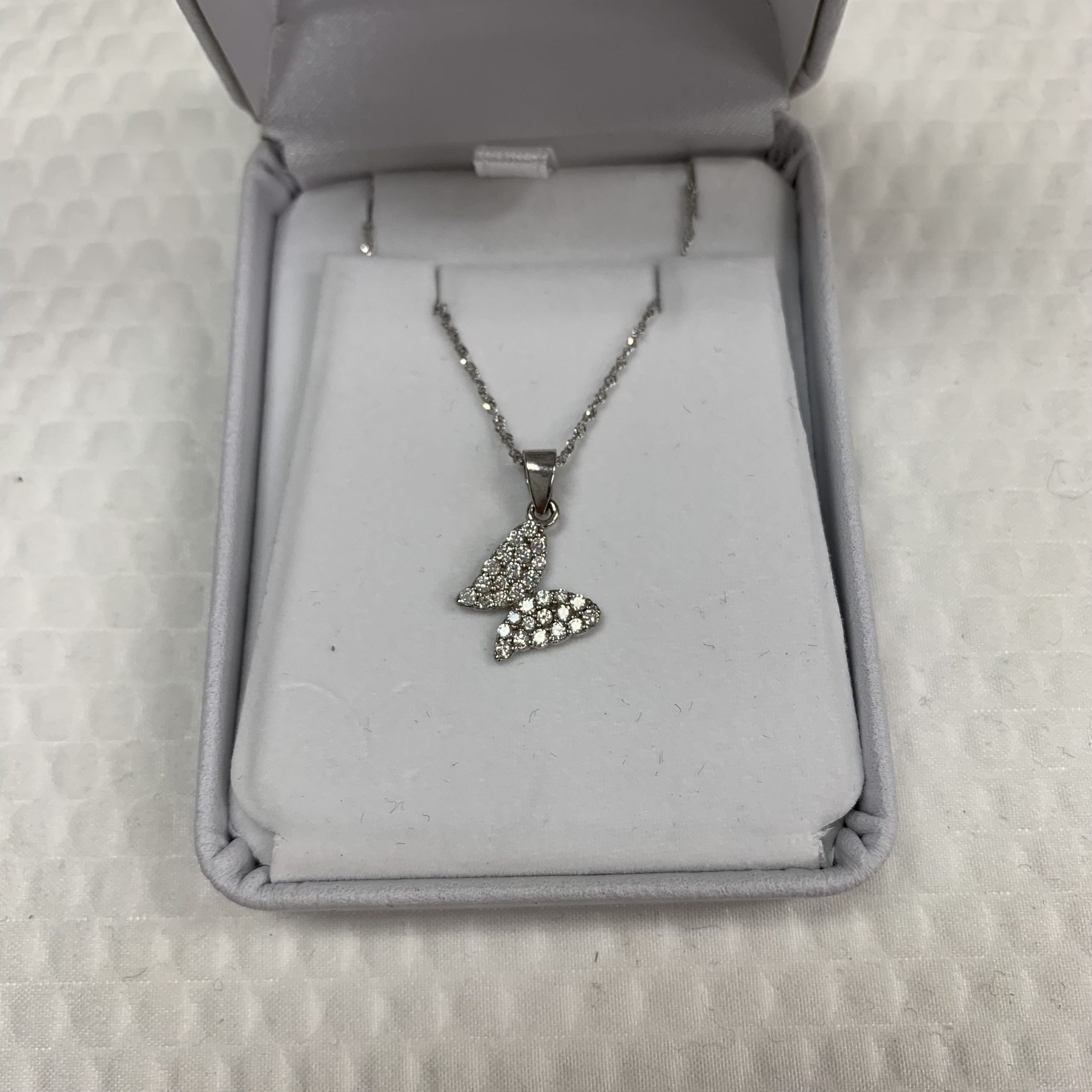 10kt White Gold Cubic Butterfly Pendant
