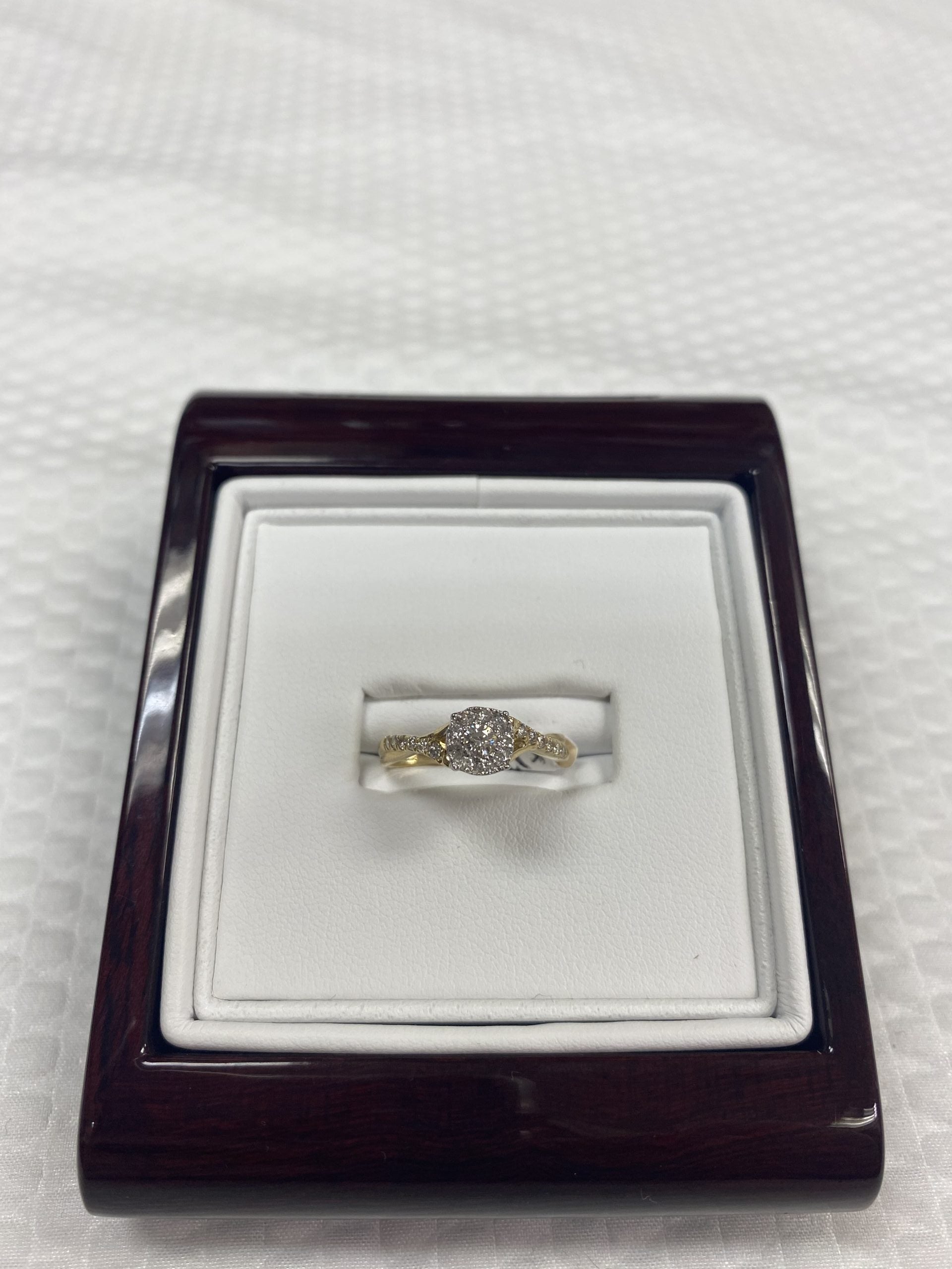 14kt Yellow gold Diamond halo ring