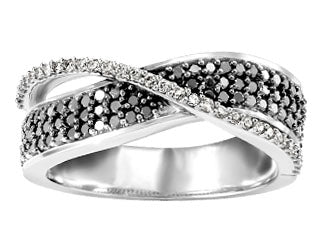 10kt white gold black & white diamond ring .45cttw