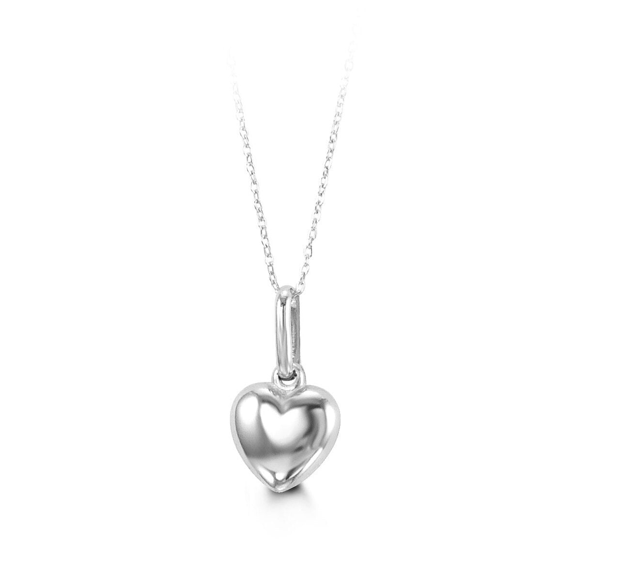 10kt white gold heart pendant with 14" chain