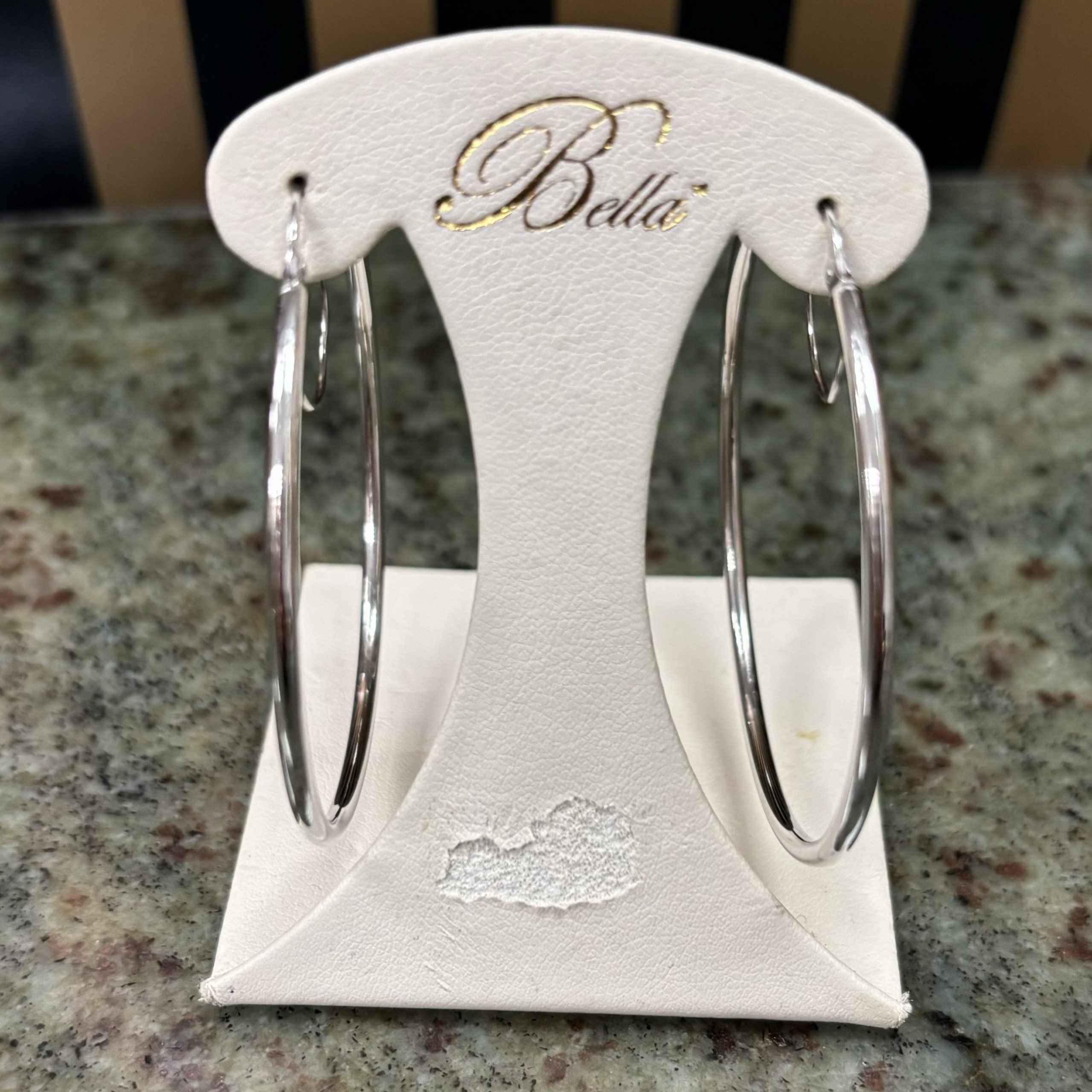 10kt white gold 50mm hoops