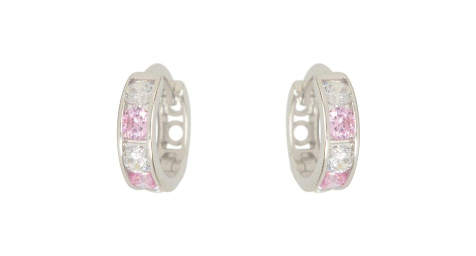 10kt White Gold Cubic Huggies 9mm