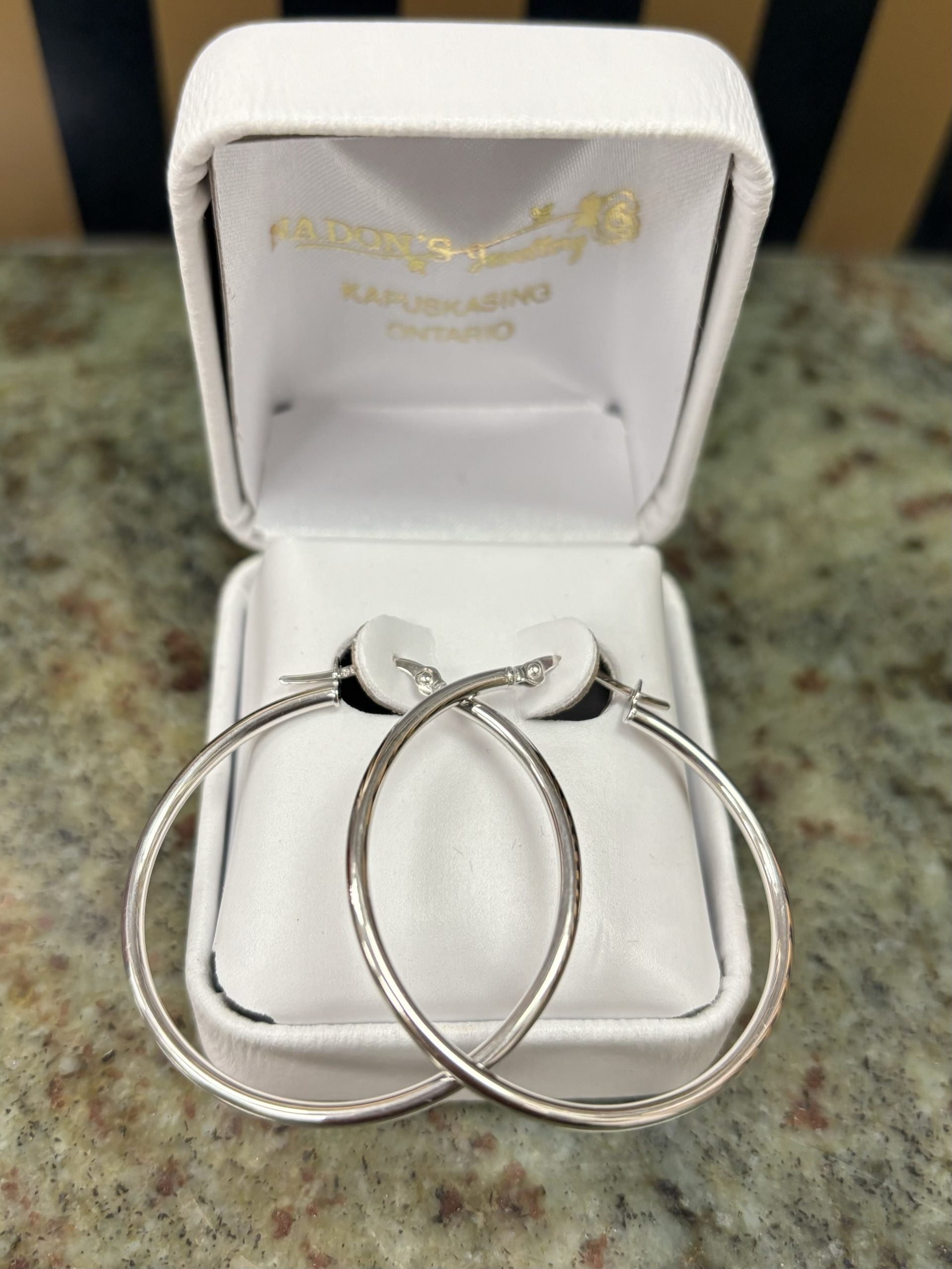 10kt white gold hoops