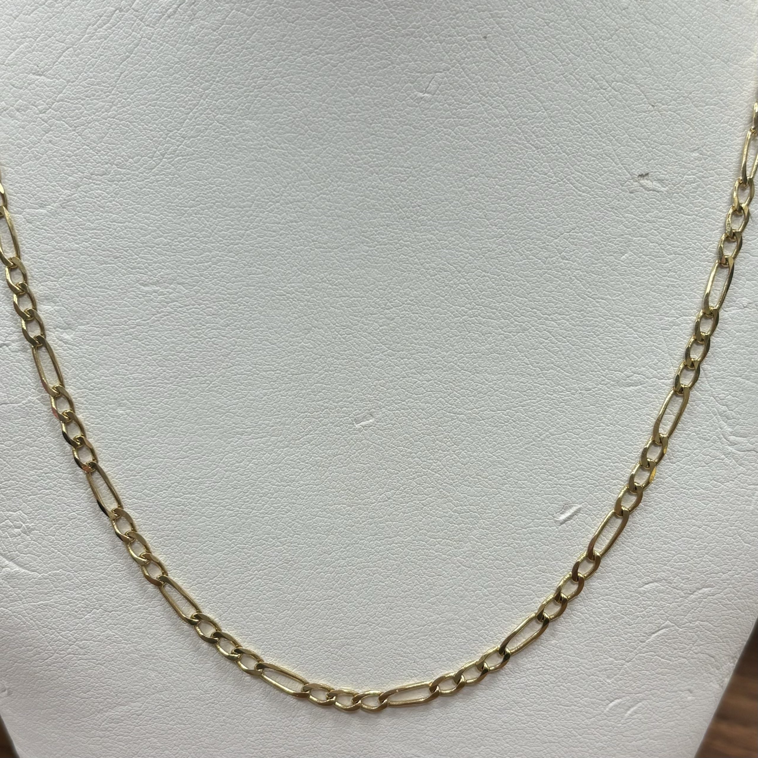 10kt yellow gold 22" figaro chain
