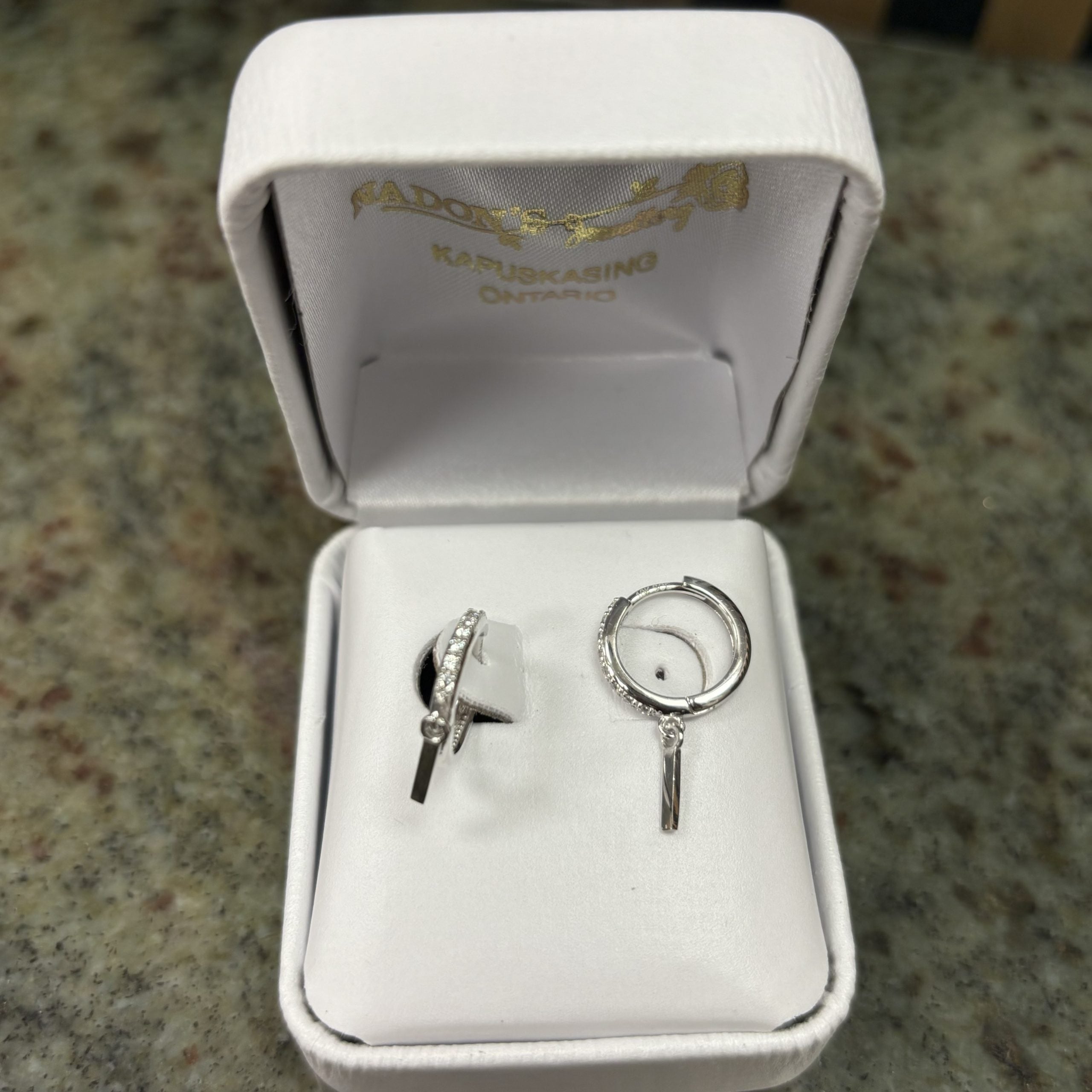 10kt white gold cubic huggies