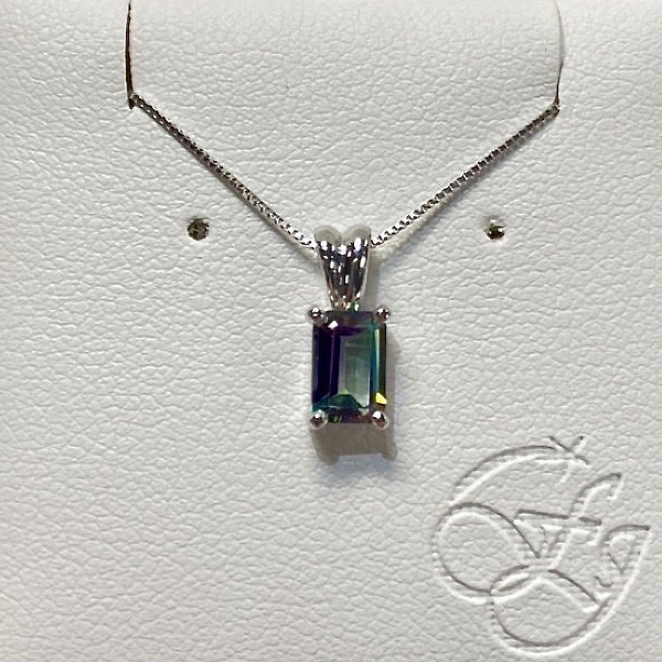 White Gold 10kt. Mystic Topaz Pendant