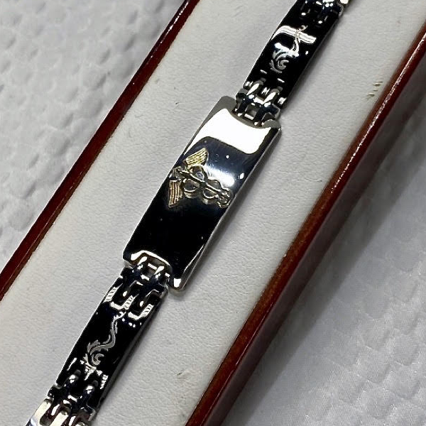 Stainless & Gold Men's Medical Alert Bracelet