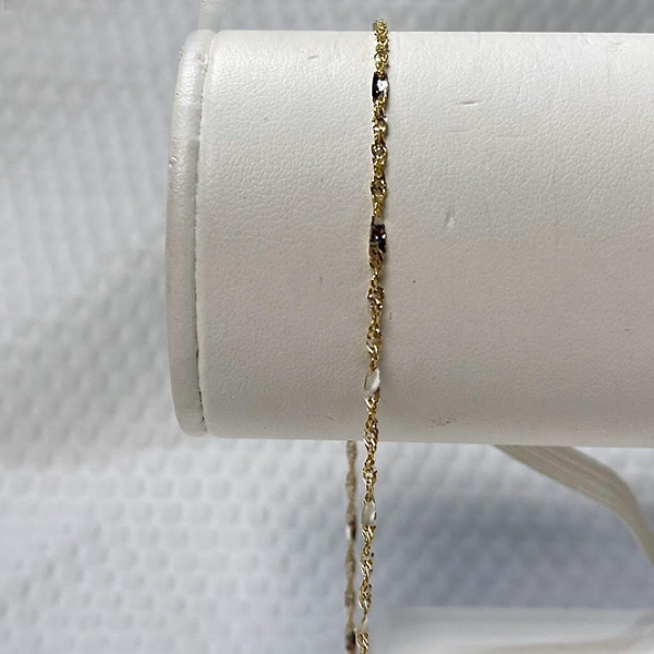 Yellow & White Gold 10kt. Anklet 10"