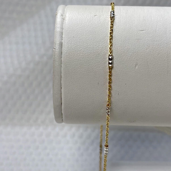 Yellow & White Gold 10kt. Anklet 10"
