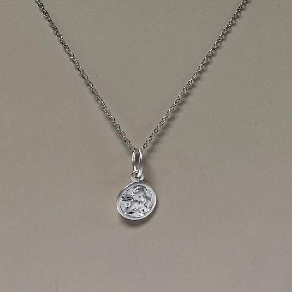 Silver Chain 16" Guardian Angel Pendant