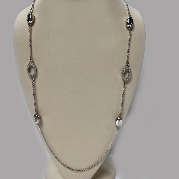 Silver Cubic Necklace 24"