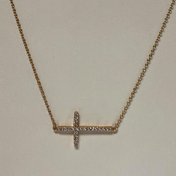 Rose Rhodium Cubic Cross Necklace