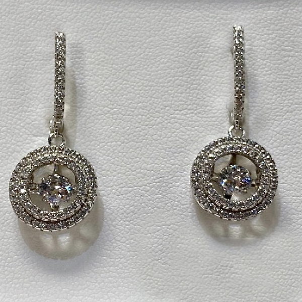 Silver Cubic Pulse Leverback Earrings