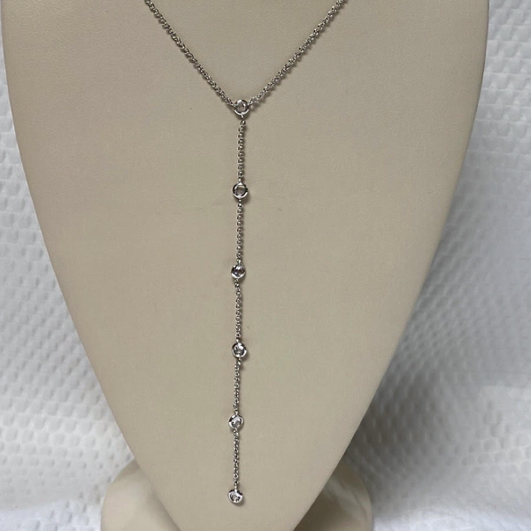 Silver Cubic Necklace 28"