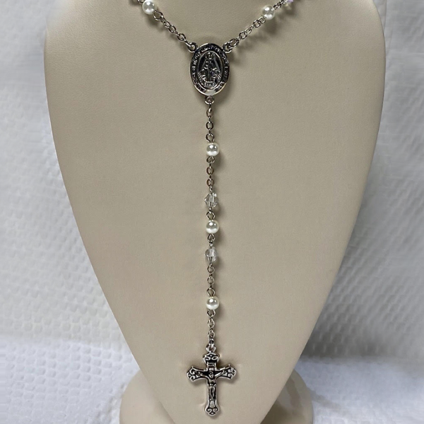 Silver & Pearl Rosary
