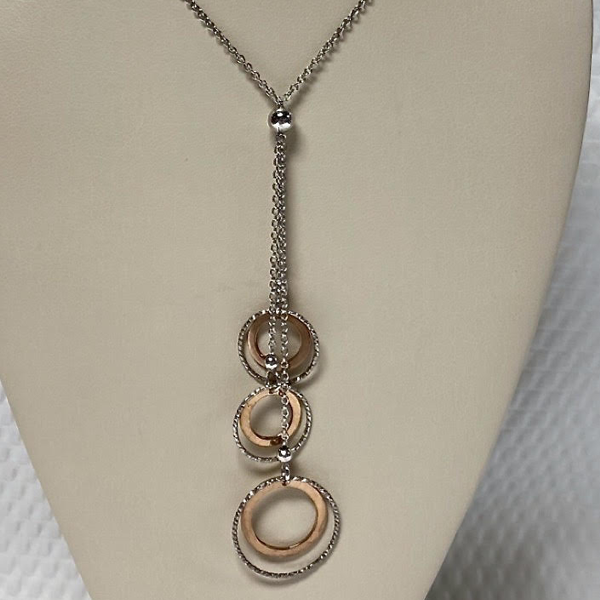Silver & Rose Rhodium Necklace 22"
