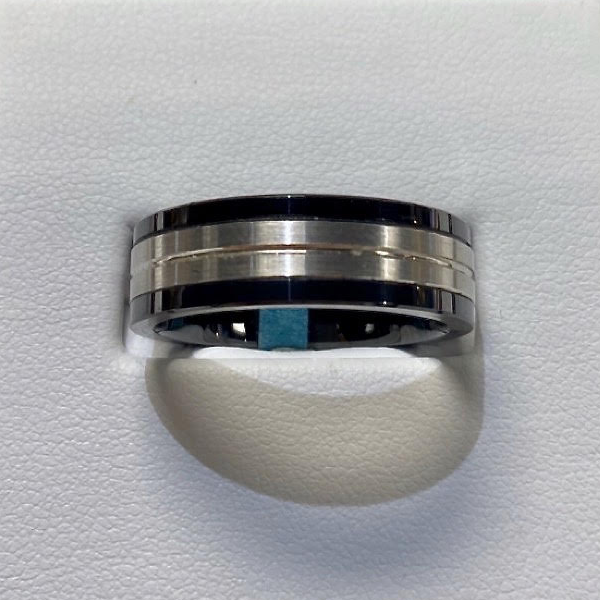 Ceramic & 18kt. White Gold Ring 7mm