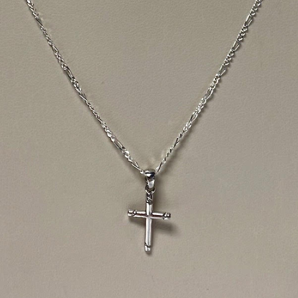 Silver 14" Chain & Cross