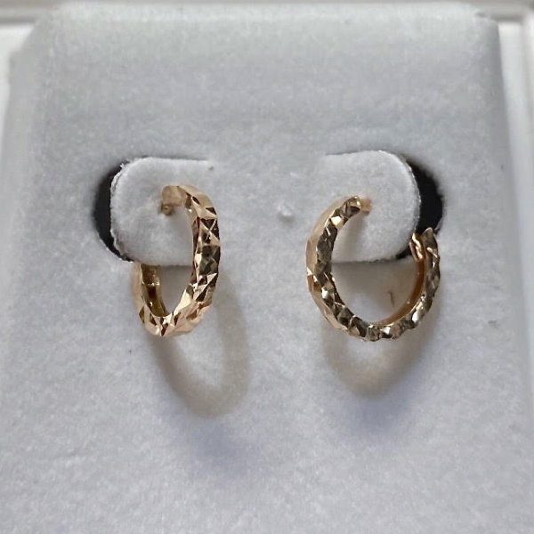 Rose Gold 10kt. Diamond Cut Kids Huggies