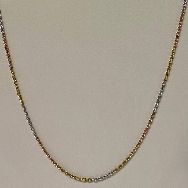 Rose, White & Yellow Gold 10kt. Twisted Rolo 16"