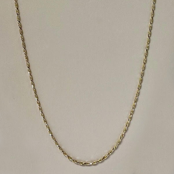 Yellow & White Gold 10kt. Solid Lazer Cut Rope 18"