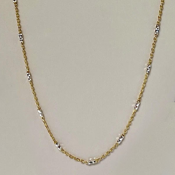 Yellow & White Gold 10kt. Rolo Mirror Link 18"