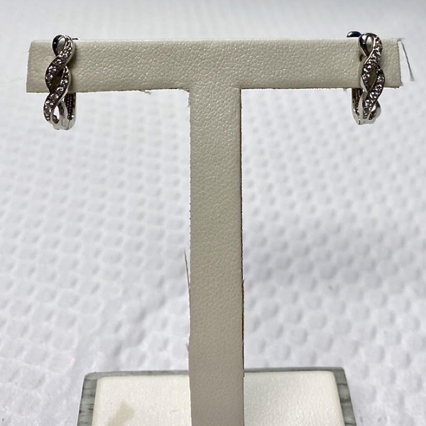 Silver Cubic Leverback Hoops