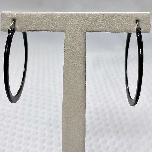 Stainless & Black Rhodium Hoops