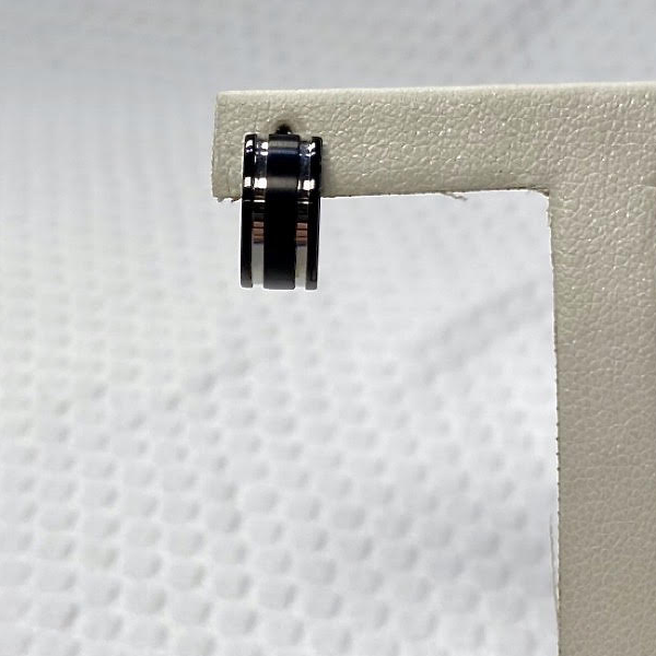 Stainless & Black Rhodium Single Huggie Earring