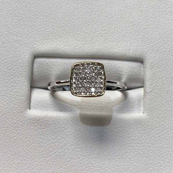 White & Yellow Gold 14kt. Diamond Cluster 0.15ct